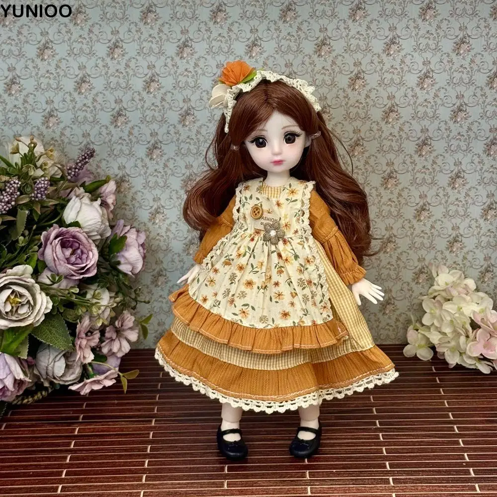 1/6 SD 30cm BJD 인형 의상 포함 긴 머리 하이힐 공주 드레스업 BJD 인형 애니메이션 가발 메이크업 포함