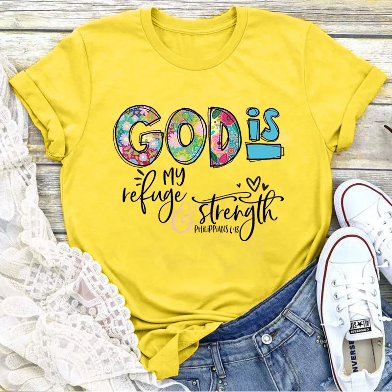 2026 New GOD IS Loose Creative Printed Round Neck Women's Casual Short Sleeve T-shirt Vintage Funny Casual Female Tee Shirt