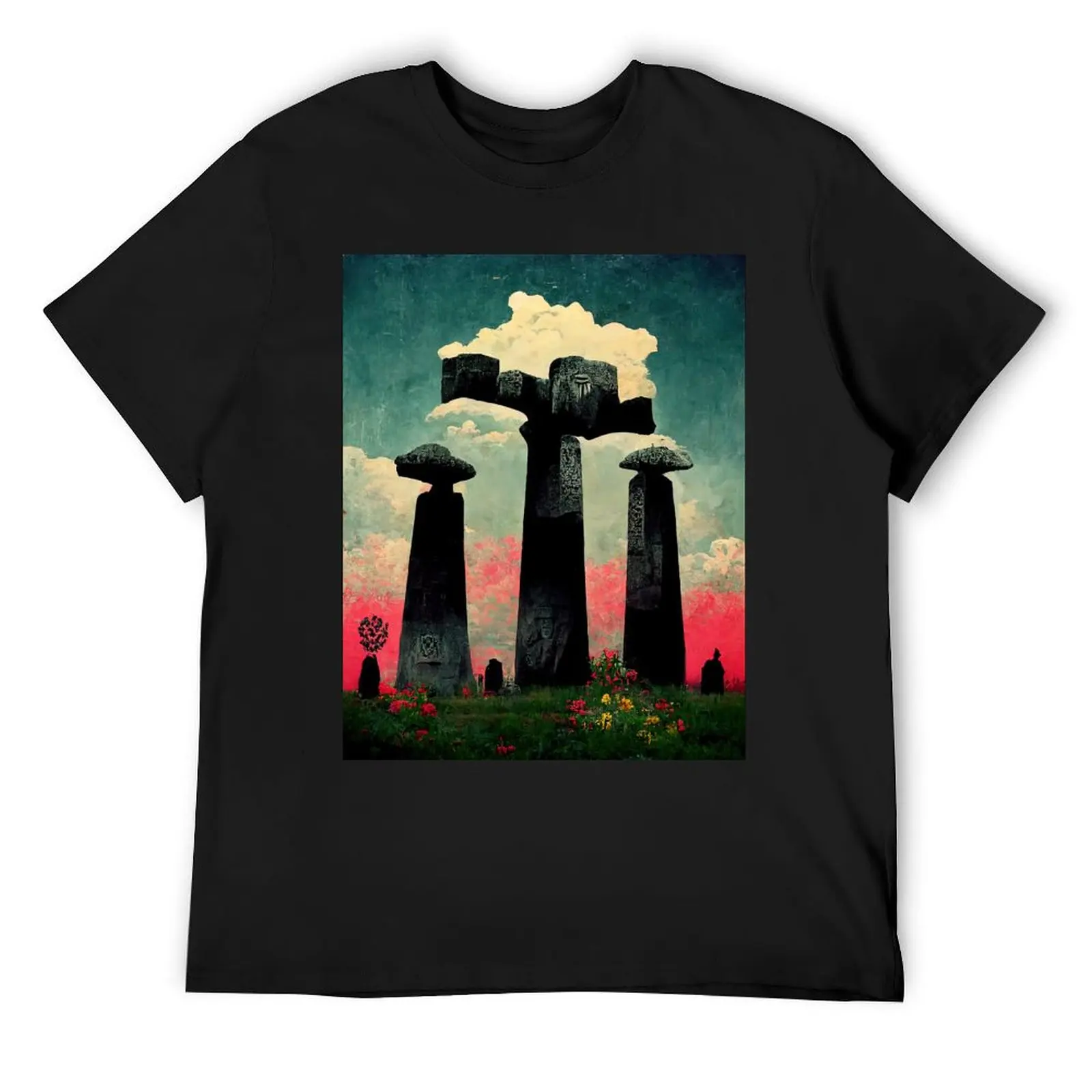 Occult Floral Stonehenge : 2 T-Shirt cheap stuff heavyweights baggy shirts shirts men