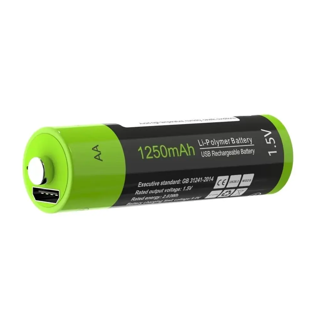 Akumulator litowo-polimerowy ZNTER-USB, 1,5 V AA, 1250 mAh, szybkie ładowanie za pomocą kabla Micro USB