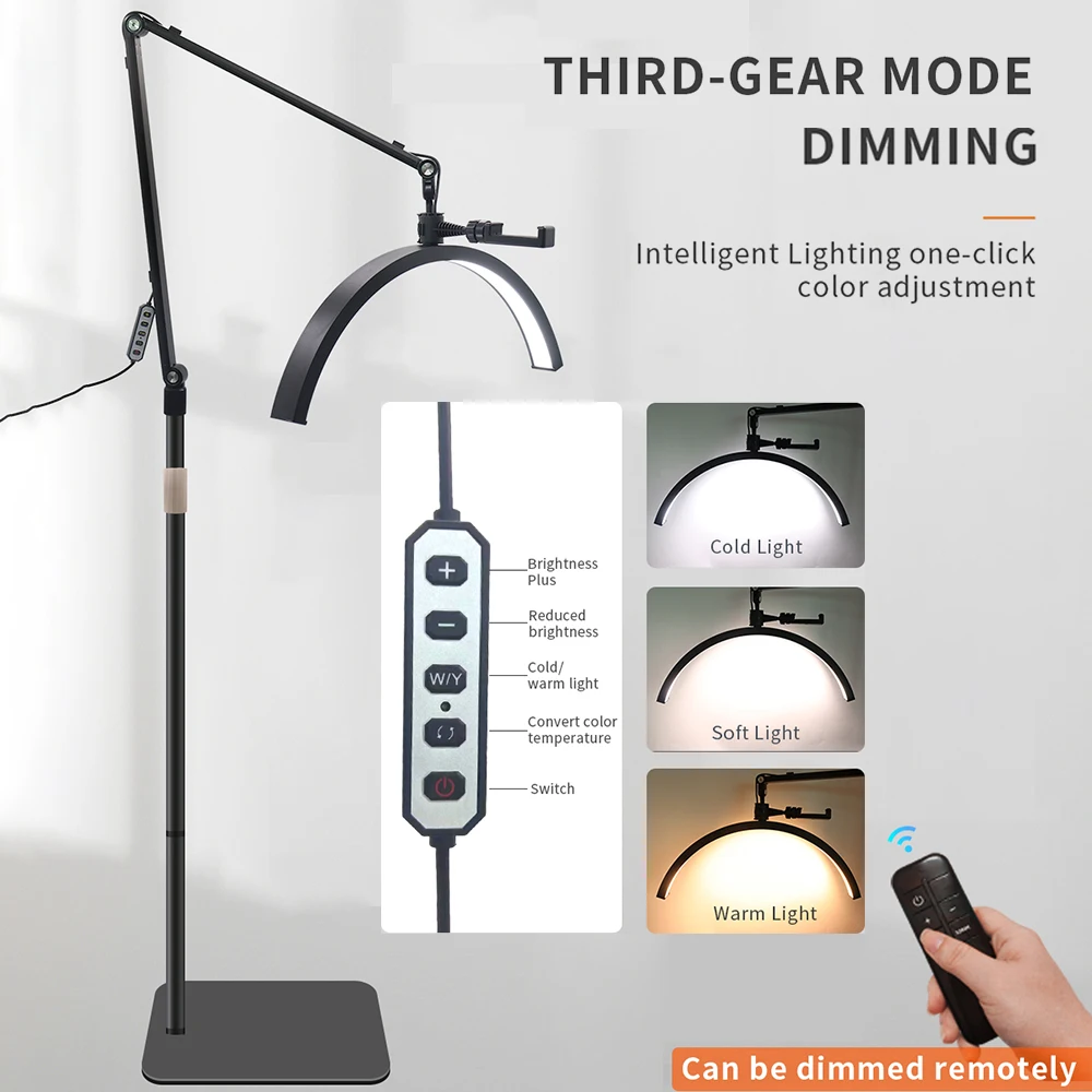 HD-M40/m50x 36w Boden LED Video Licht Halbmond geformtes Füll licht 3000-6000k dimmbar mit Teleskop