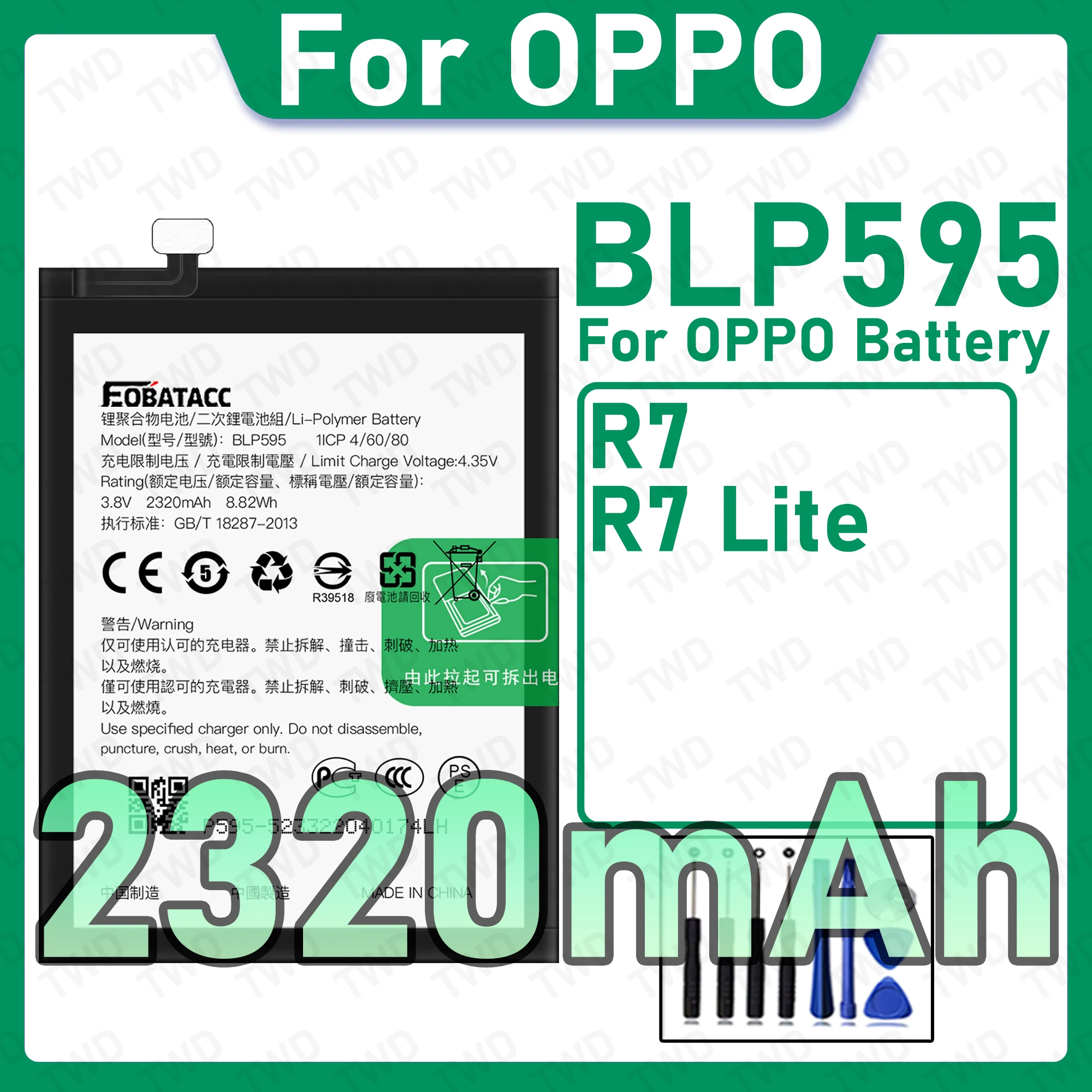 New High Quality Safe Durable BLP595 Battery For OPPO R7 R7 Lite Replacement Long Lasting+Free Tools