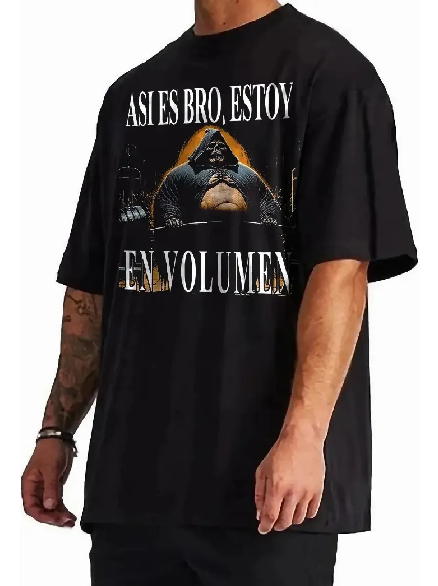 Men's Buff Grim Reaper Lifting Weights Graphic Vintage Washed T-Shirt, Oversized Cotton Streetwear Tee 2026
