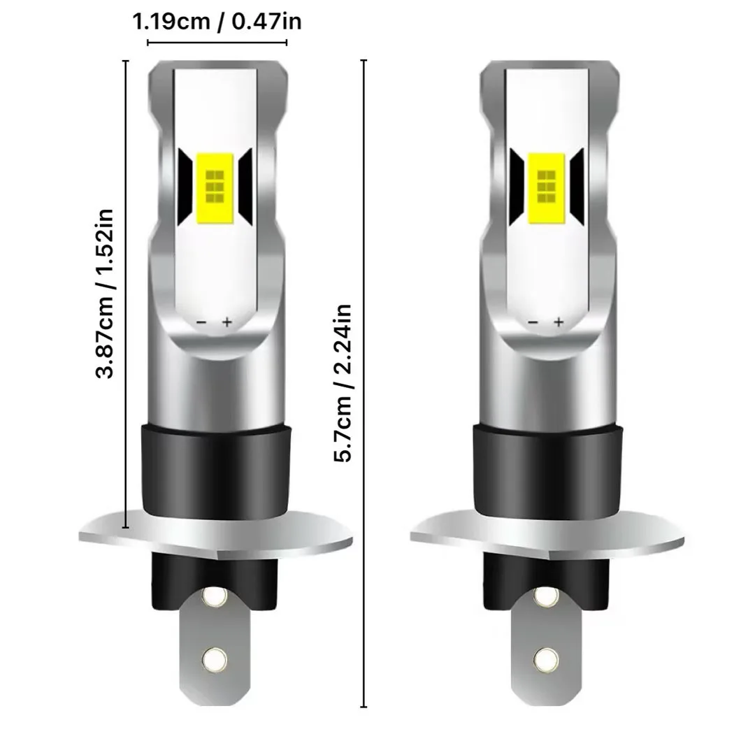 2Pcs New LED Car Headlight H1 H3 Bulb 30000LM CSP For Car Headlamp Fanless Light Auto Diode Fog Lamps 12V 6000K Automobile