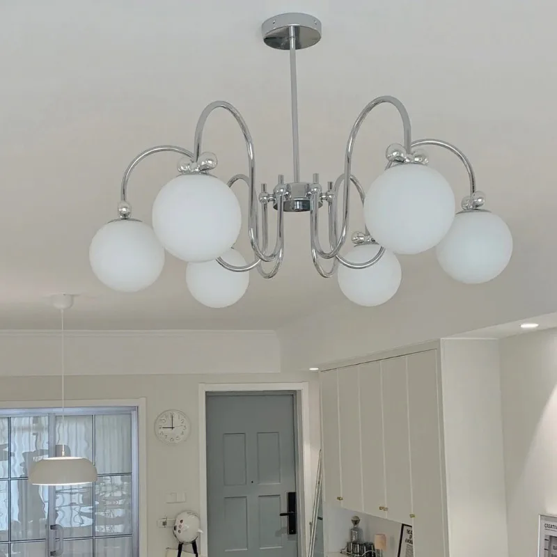 Nordic Minimalist Glass Globe Chandelier Lighting Fixture For Living Room Dining Room Bedroom Island