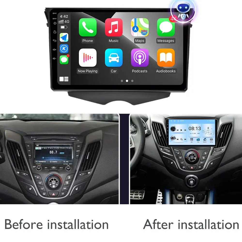 Car Stereo Radio Multimedia Video Player For Hyundai Veloster FS 2011-2017 GPS Wireless Carplay Auto 2Din Head Unit  Android 16