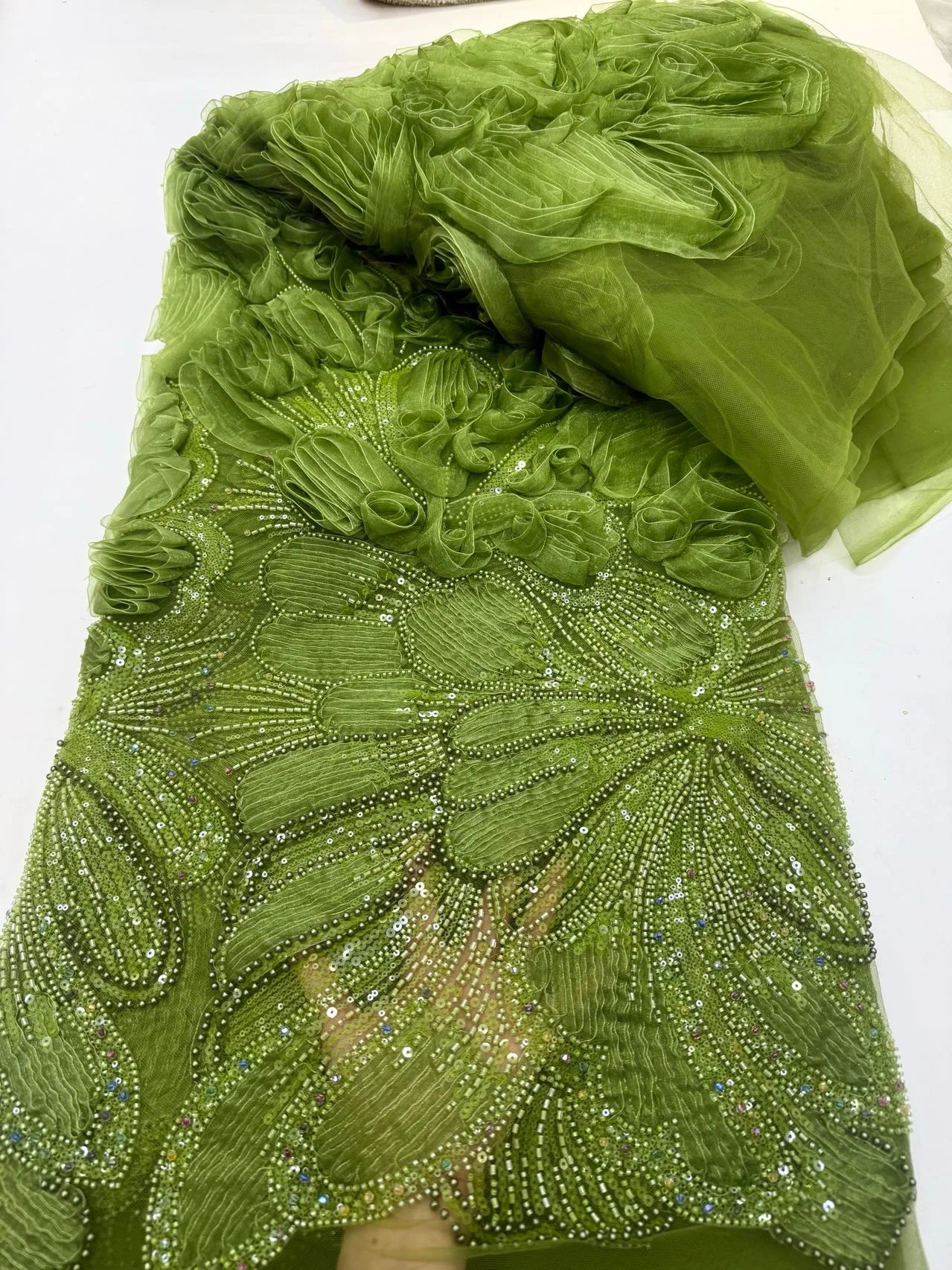 

African Nigerian Sequins Embroidery Tulle Lace Fabric, Sewing , Beads Stone Prom Dresses, High Quality, 5Yards, 2025 JY498