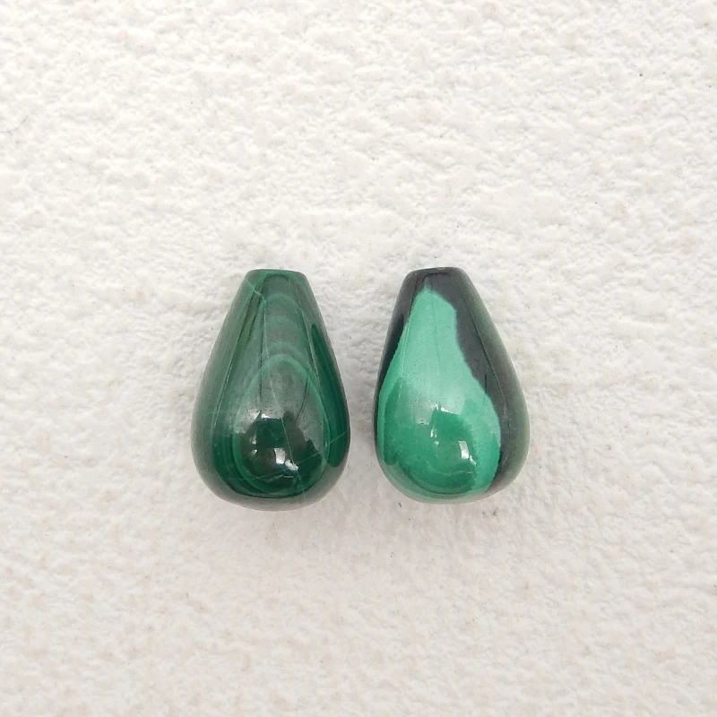 Semiprecious Stones Jewelry Natural Malachite Drilled Earring Bead Accessories For Women,17x12mm,2.8g (Top Half Drilled)