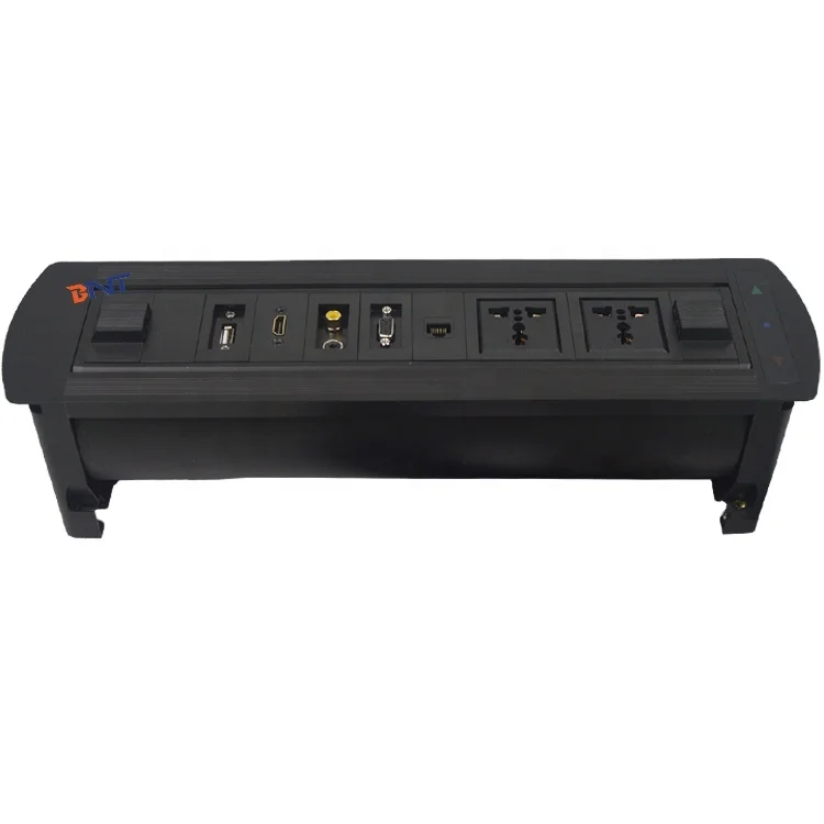 smart office use electrical flip up connection box tabletop power socket with 1.5M power cores