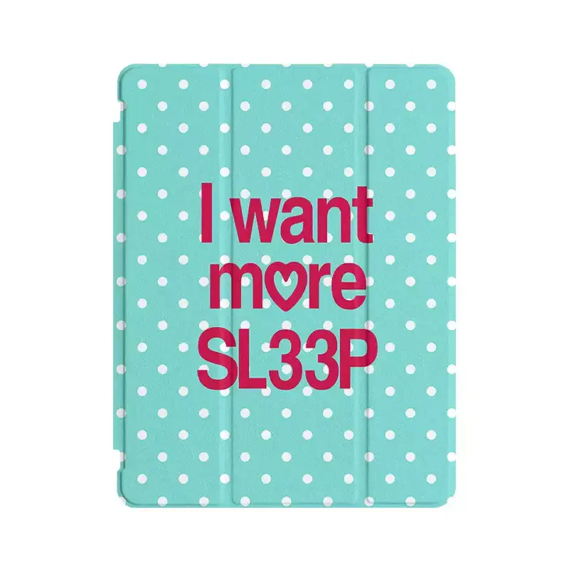 Mint Green White Polka Dots English Tablet Case For iPad Pro 13 11th A16 12.9