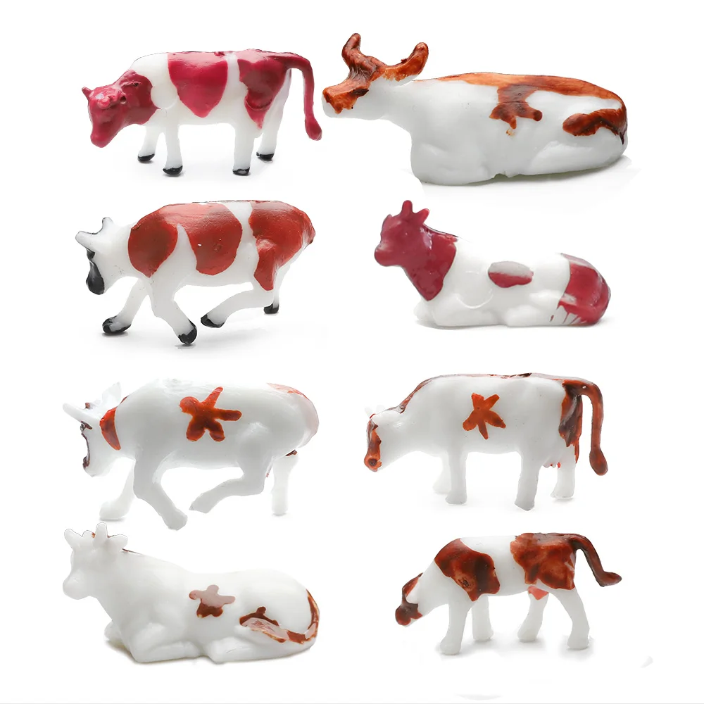 スケール 1:87 ミニチュア牛モデル ABS プラスチック動物牛のおもちゃ