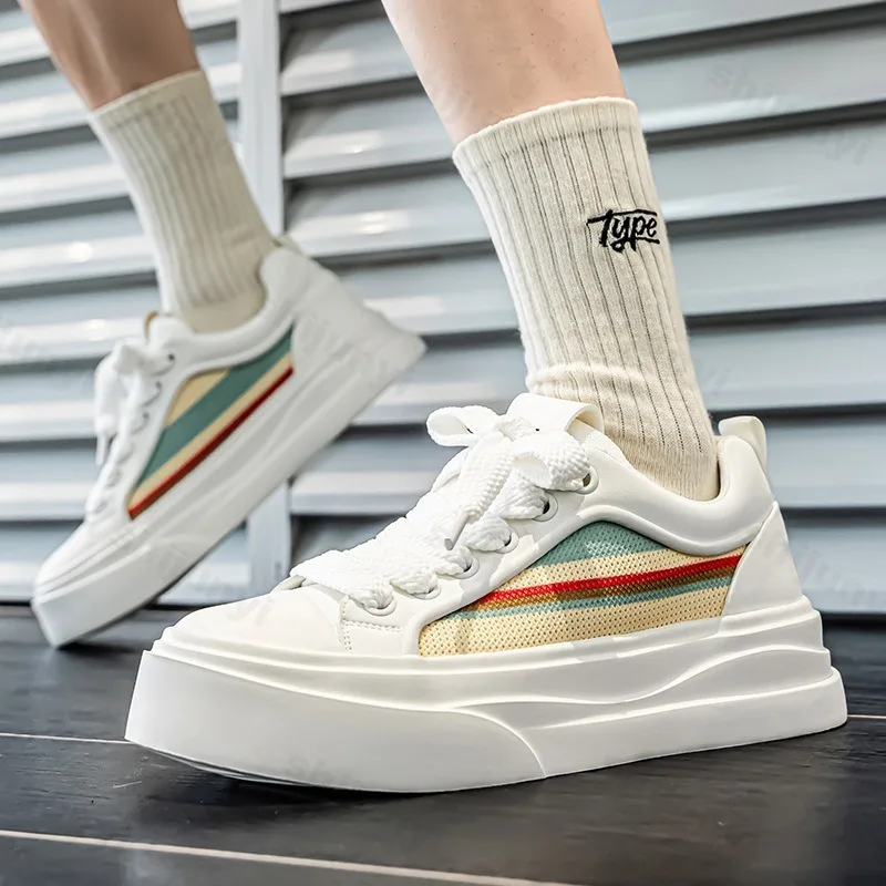 

Новинка весны 2024, мужская повседневная обувь с низким берцем, толстая модная спортивная обувь Bottlom, удобные нескользящие массивные кроссовки на шнуровке