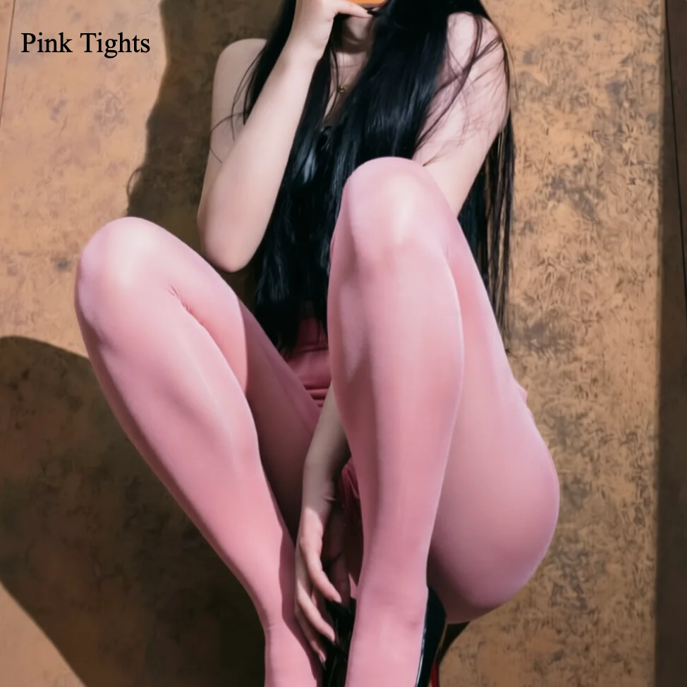 Freedom Purple Oil-shiny Closed-crotch Pantyhose Silky Transparent Tights Underwear Thigh Hosiery Pink Body Stockings for Women