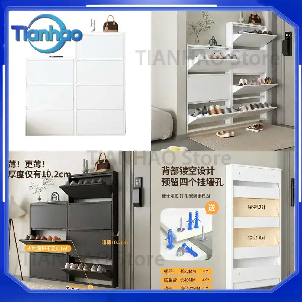 Steel Tipping Bucket Shoes Hanging Rack for Wall Mount and Air Suspension – Space-Saving Design for Small Apartments and