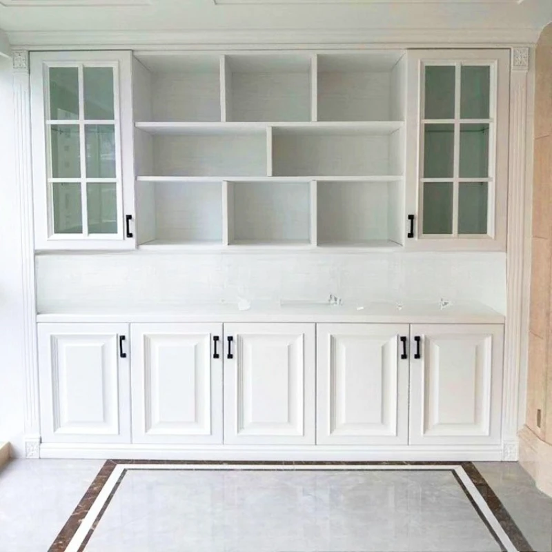 

Solid wood bookshelves, furniture, light luxury oak floor to ceiling living room display cabinet