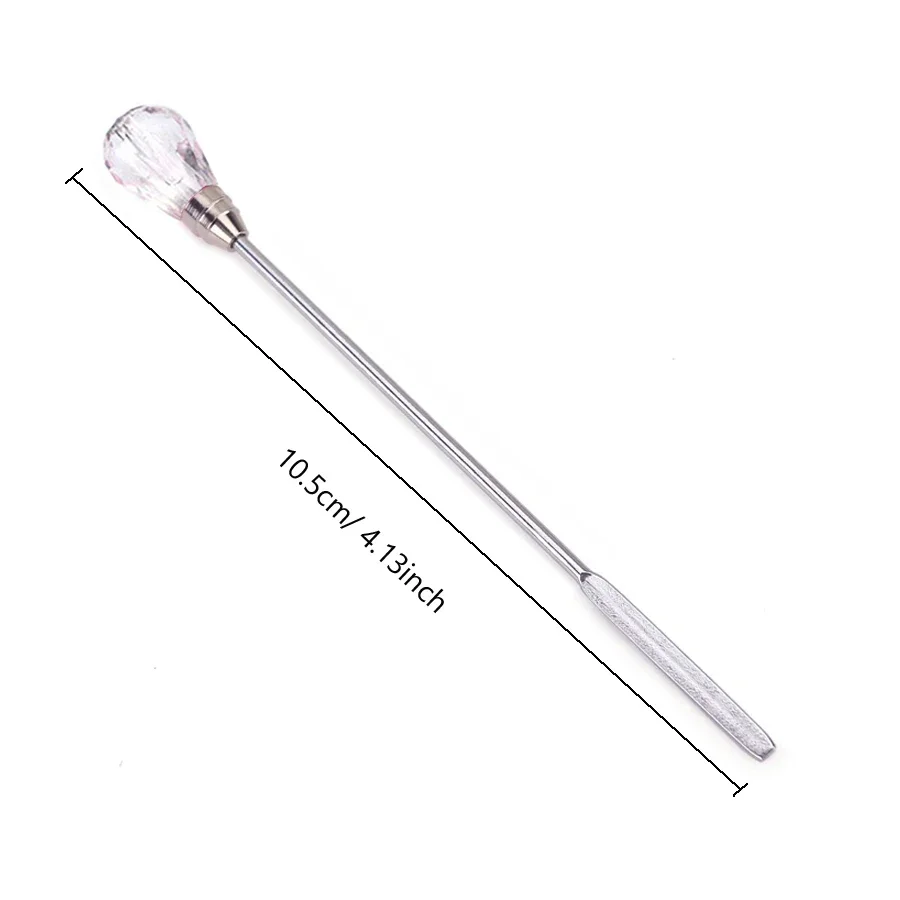 สแตนเลสสตีลเล็บไม้พายเจลผสม Rod ช้อนแต่งเล็บสําหรับอะคริลิค UV Polish Glitter Powder-อ่างล้างจานเครื่องมือ