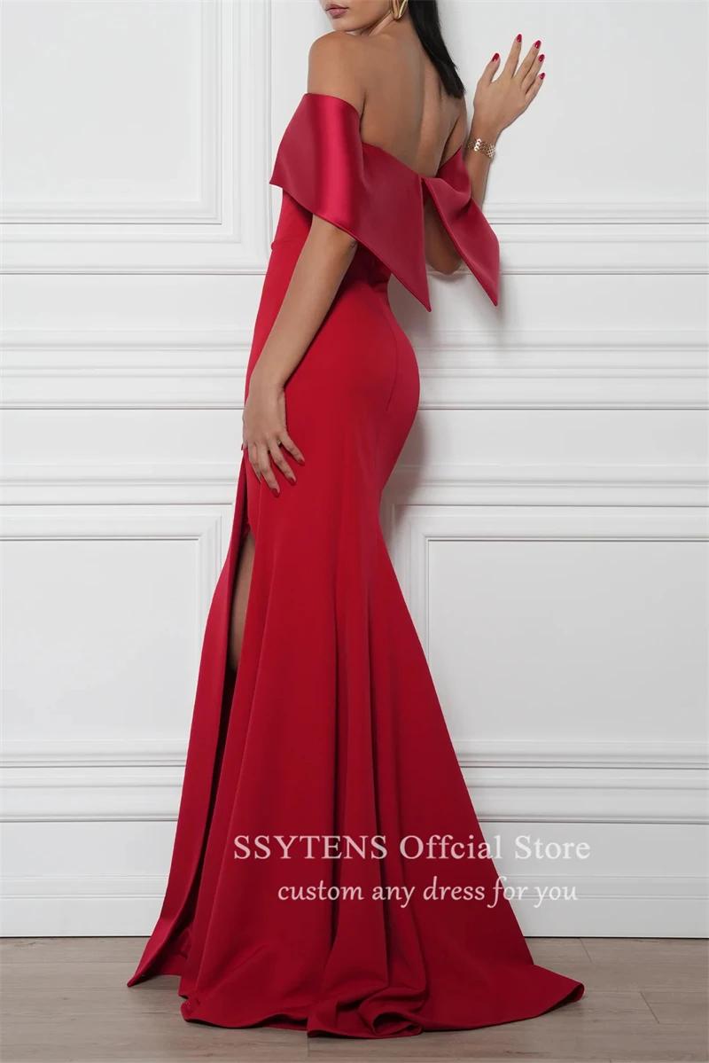 SSYTENS Red Long Formal Evening Dresses Lady Arabic Formal Occasion Gowns Party Gowns Long Elegant Mermaid Wedding Prom Dress