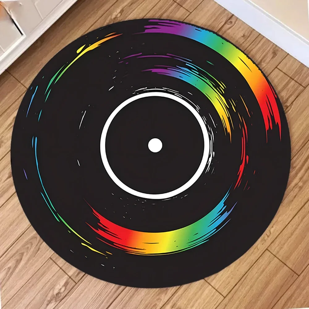 

Optical Disc Print Round Rug – Soft Flannel Non-Slip Mat for Bedroom, Living Room, Yoga & Camping, Great as a Unique Gift