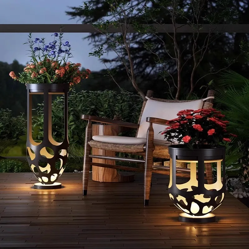 

Outdoor solar waterproof garden landscape light stainless steel hollow atmosphere lawn lighting flower