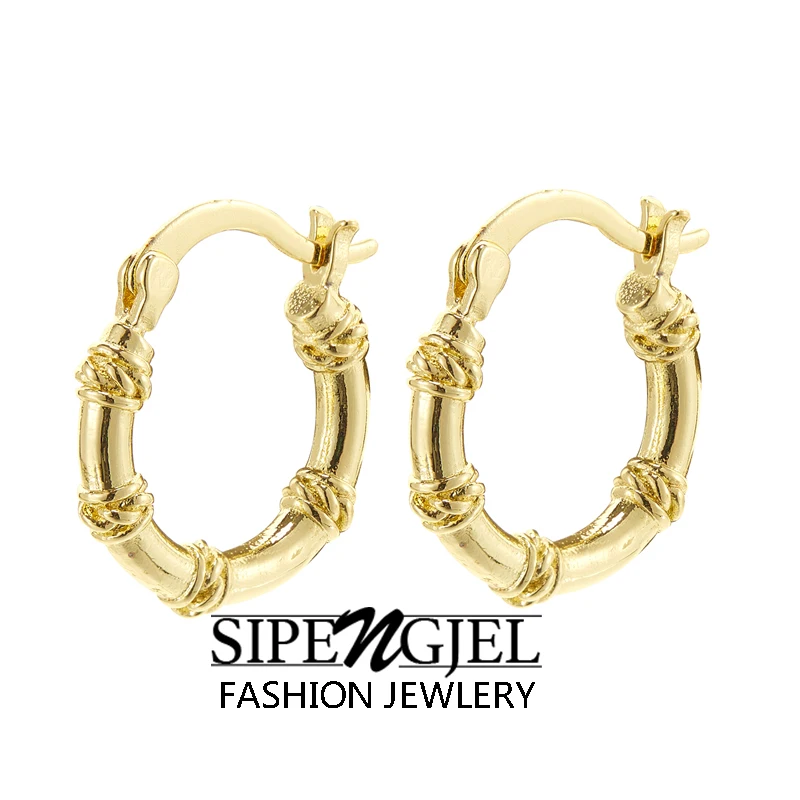 SIPENGJEL Vintage Bohemia Gold Color Hoop Earrings for Women Men Metal Geometric Circle Round Earrings Party Jewelry 2022