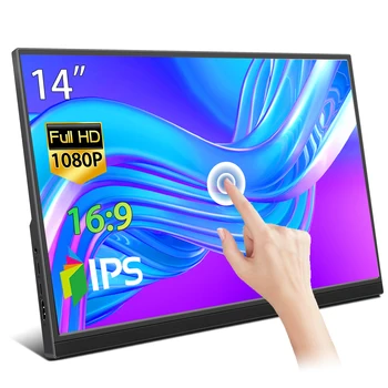 휴대용 모니터 1920x1080 16:9 HD 60Hz IPS LCD 디스플레이, PC 게이머 보조 화면, 노트북용 HDMI 호환, 14 인치, 15.6 인치