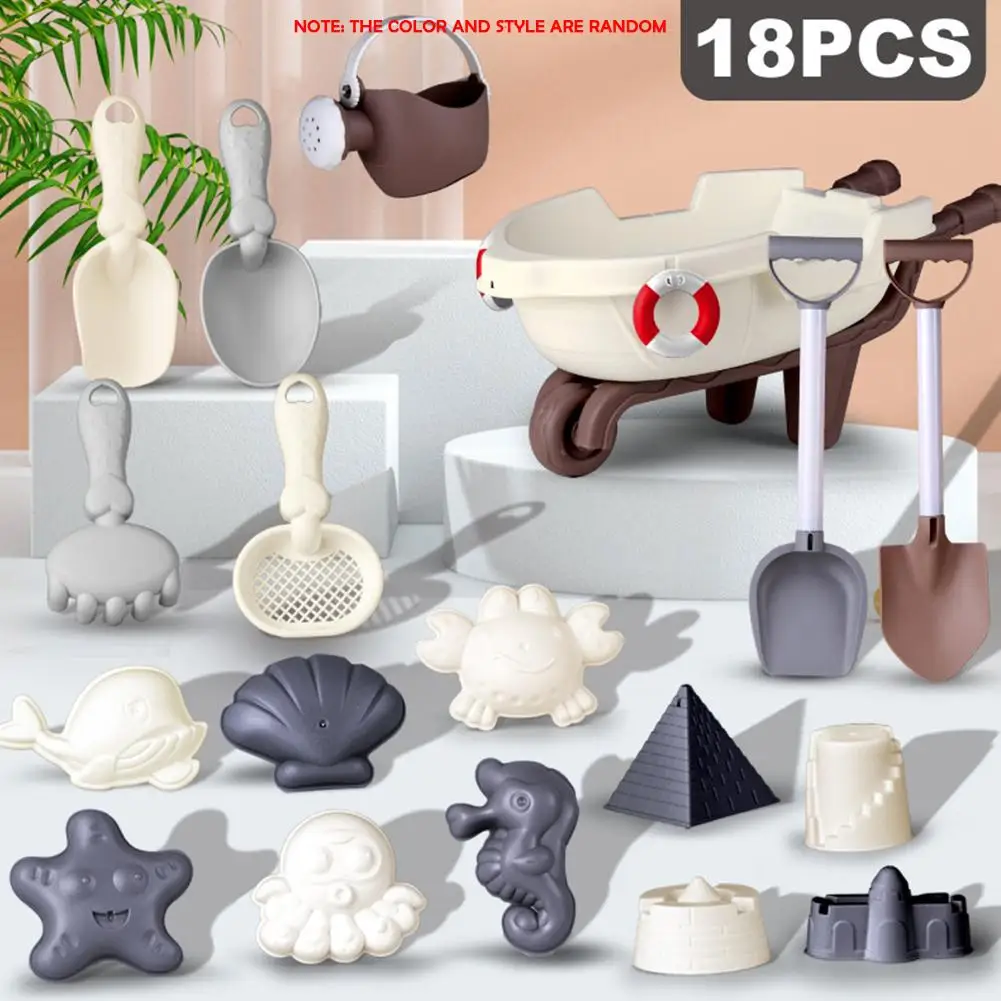 Cartoon Strand Zand Speelspeelgoed Lichtgewicht Grappig Morandi Kleur Emmer Speelgoed voor Kinderen 17/18/19PCS