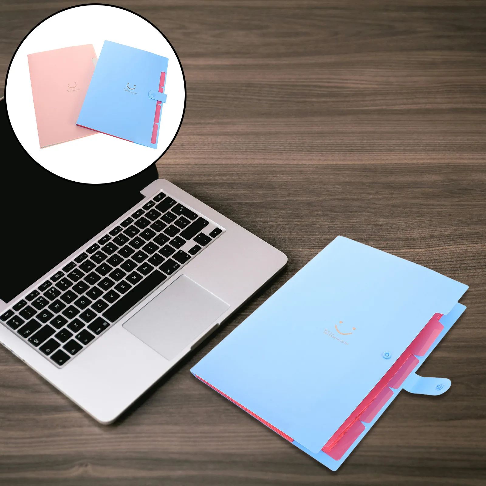 

2Pcs Light-Toned Plastic File Folder Large Capacity Multi-Pocket Document Organizer for School Office Home Use Candy Color