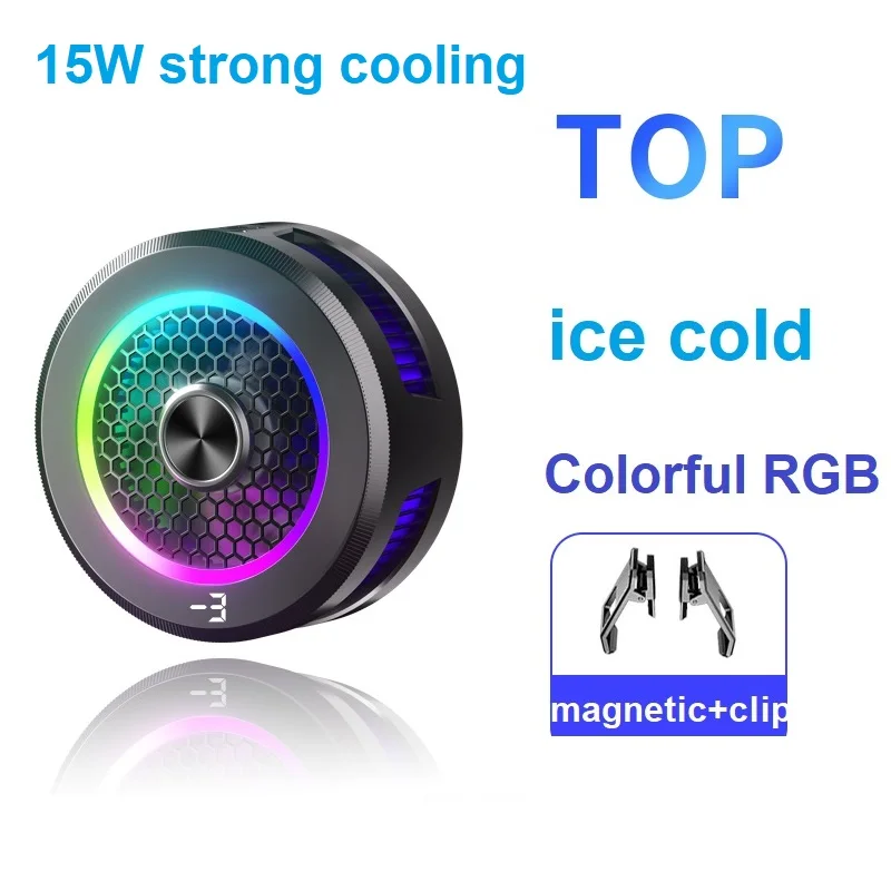 AL19 Mobile Phone Cooler Semiconductor Fast Cooling Fan Radiator Magnetic/Back Clip 2 IN 1 Cool Heat Sink for IOS Android PUBG