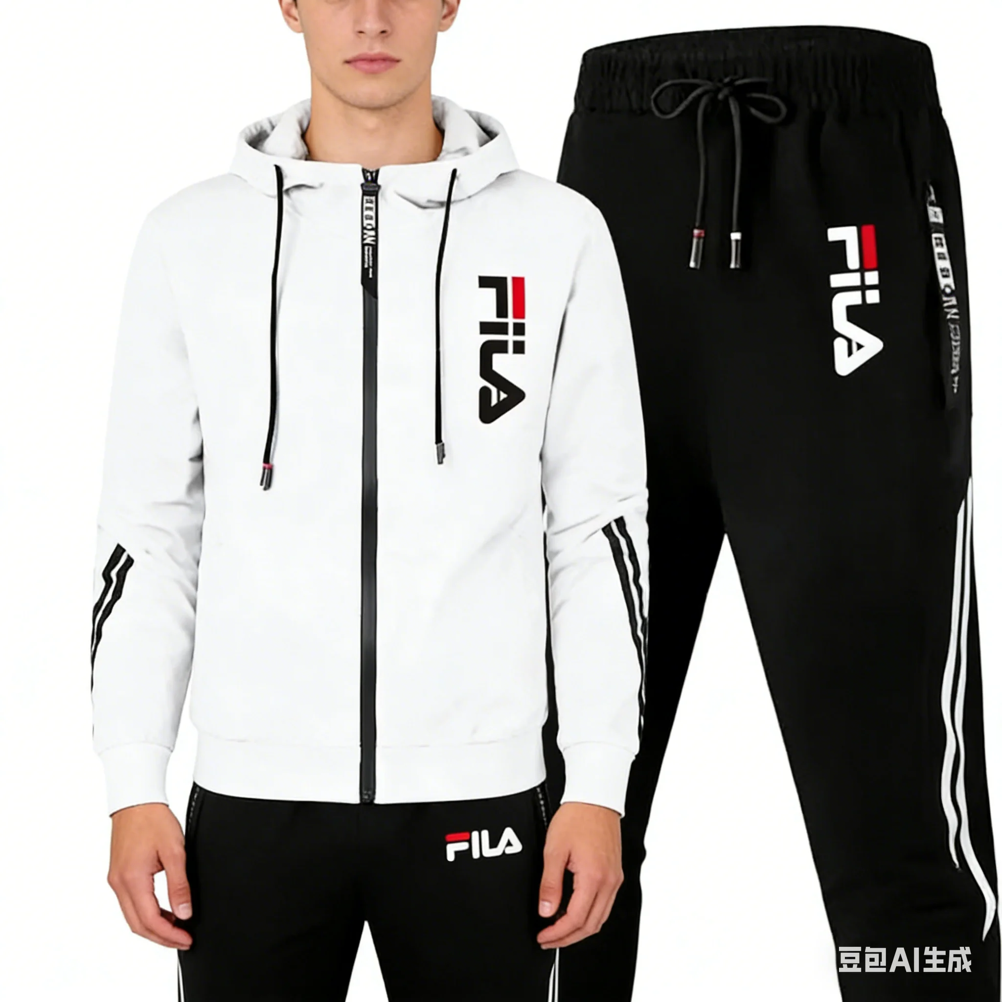 

2026 Men's Spring and Fall Outdoor Zipper Jacket + Sweatpants Jogging Set Casual Basketball Fitness Two-piece Set