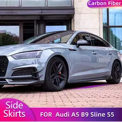 Carbon Fiber Side Skirts Extensions for Audi A5 B9 Sline S5 Sportback 4-Door 2018 2019 Car Racing Side Skirt Apron Lip Body Kits