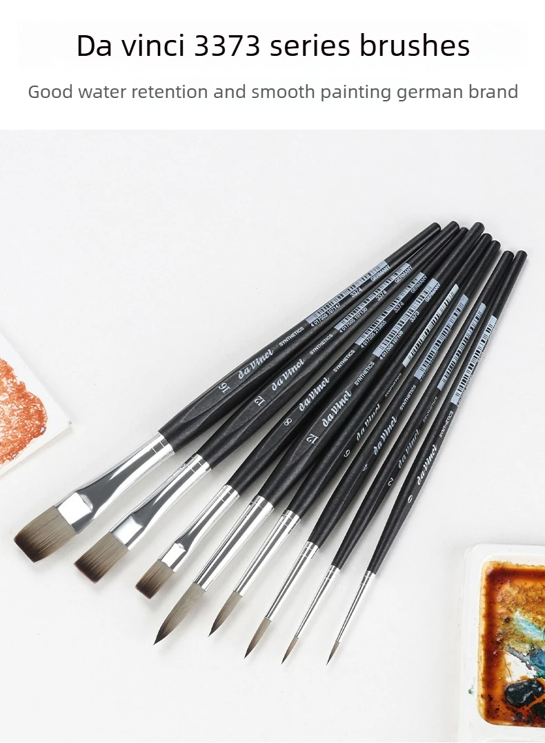 Deutsche Da Vinci Professionelle Malerpinsel, 3373 Nägel-Serie mit Mattschwarz Lackierten Sechseckigen Griffen für Aquarell – Detail 2