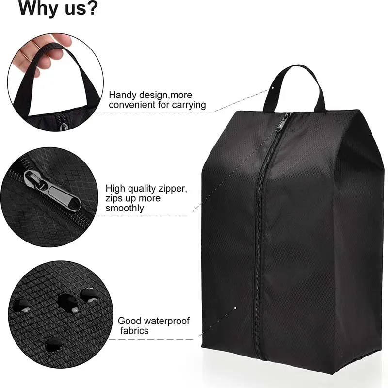 M L XL bolsa de zapatos a prueba de polvo, bolsa de zapatos de nailon portátil de viaje con cremallera resistente, estuche impermeable, organizador