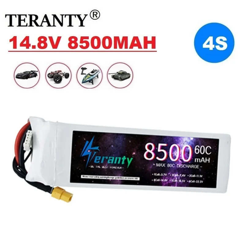 Teranty 14.8V 60C 8500mAh 4S Lipo Batteria con T/XT60 Spina Auto Batteria per RC Auto Barca Camion Elicottero Aerei Modelli da Corsa