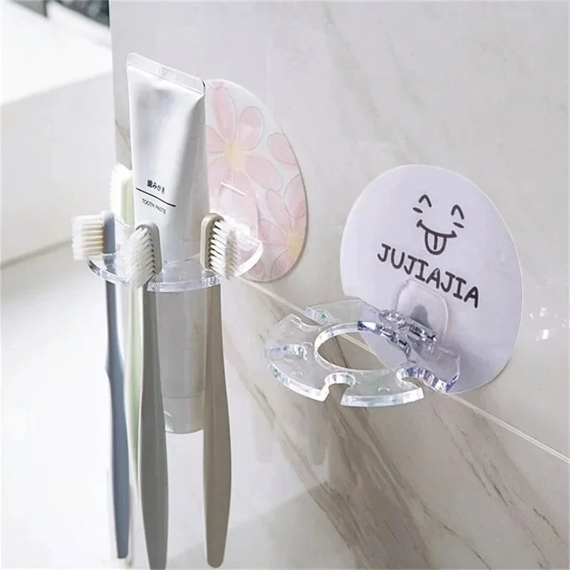 1/2/4PCS No Punch Toothbrush Toothpaste Organizer Multifunctional Wall Mounted Toothbrush Holder Bathroom Accessories