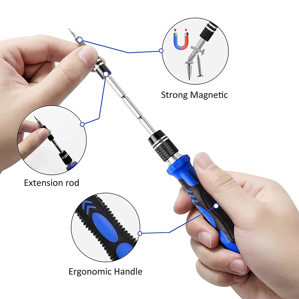 WOZOBUY Screwdriver Set 138 In 1 Magnetic Torx Phillips Screw Bit Kit With Electrical Driver Remover Wrench Repair Phone PC Tool