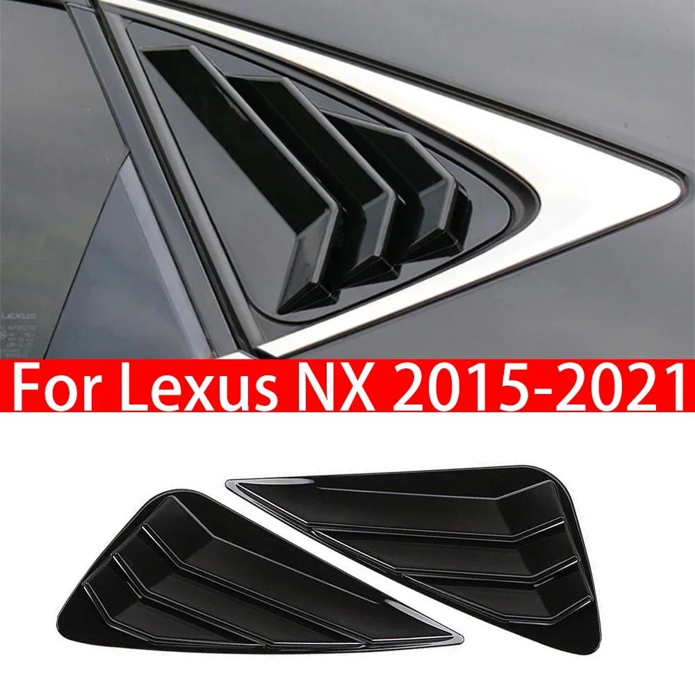 

For Lexus NX 2015-2021 Car Rear Louver Window Side Shutter Cover Trim Sticker Vent Scoop ABS Carbon Fiber Style Gloss Black Auto