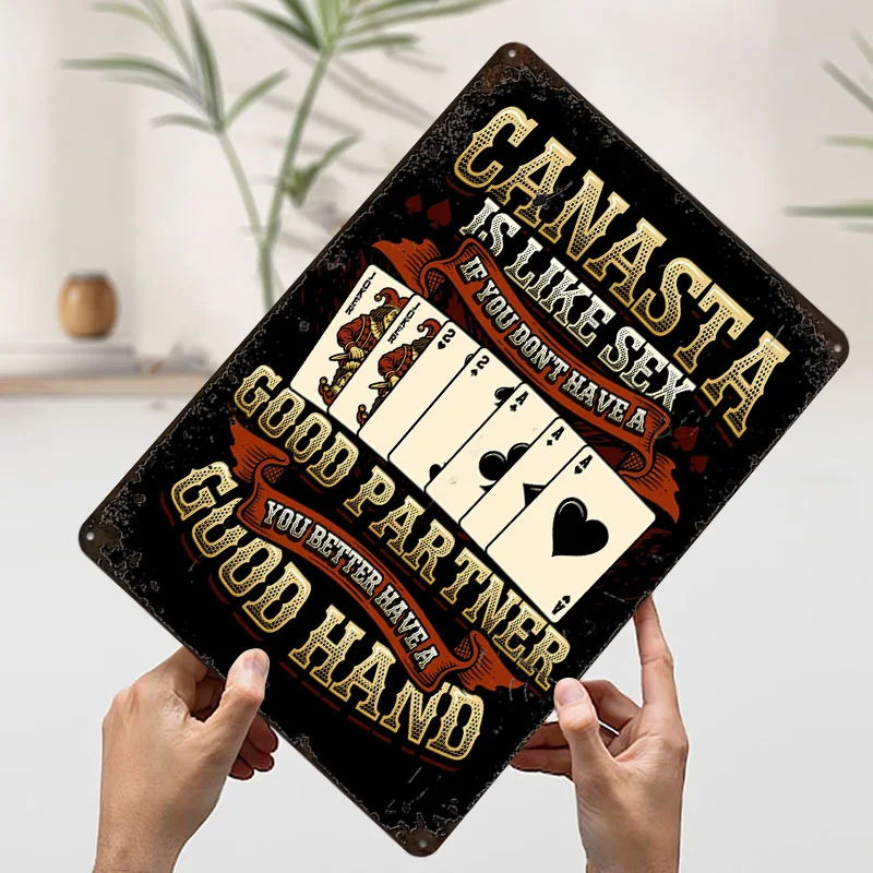Canasta Card Game Funny Canasta Quote Poster Customized Vintage Metal Signs Wall Art Retro Tin Plaque for Home Decor Items House view 3