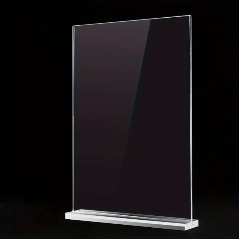 1pc Changeable Letter Board Sign Holder, Double-Sided T-Type Transparent Menu Display Stand with V-Shaped Card Slot, for Parties