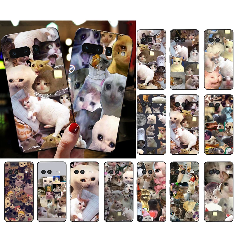 Phone Case for Google Pixel 9 Pro XL 9 8 7 Pro 8A 7A 7 6A 6 Pro Pixel 4 3 XL 5 6 4A Funda Crying Cat Memes