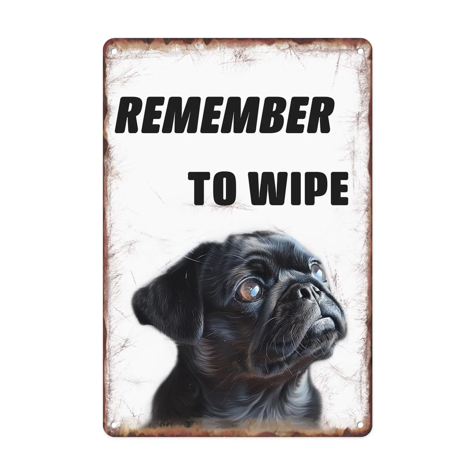 Britimes Remember to Wipe Vintage Metal Tin Signs, Black Dog Retro Funny Sign for Home, Bathroom, Toilet Wall Art Decor, 8x12 In