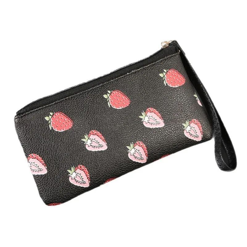 Frauen Brieftasche Tragbare Erdbeere Lagerung Tasche Pu Leder Karte Halter Multifunktionale Retro Zipper Brieftasche Für Casual Wear Reise