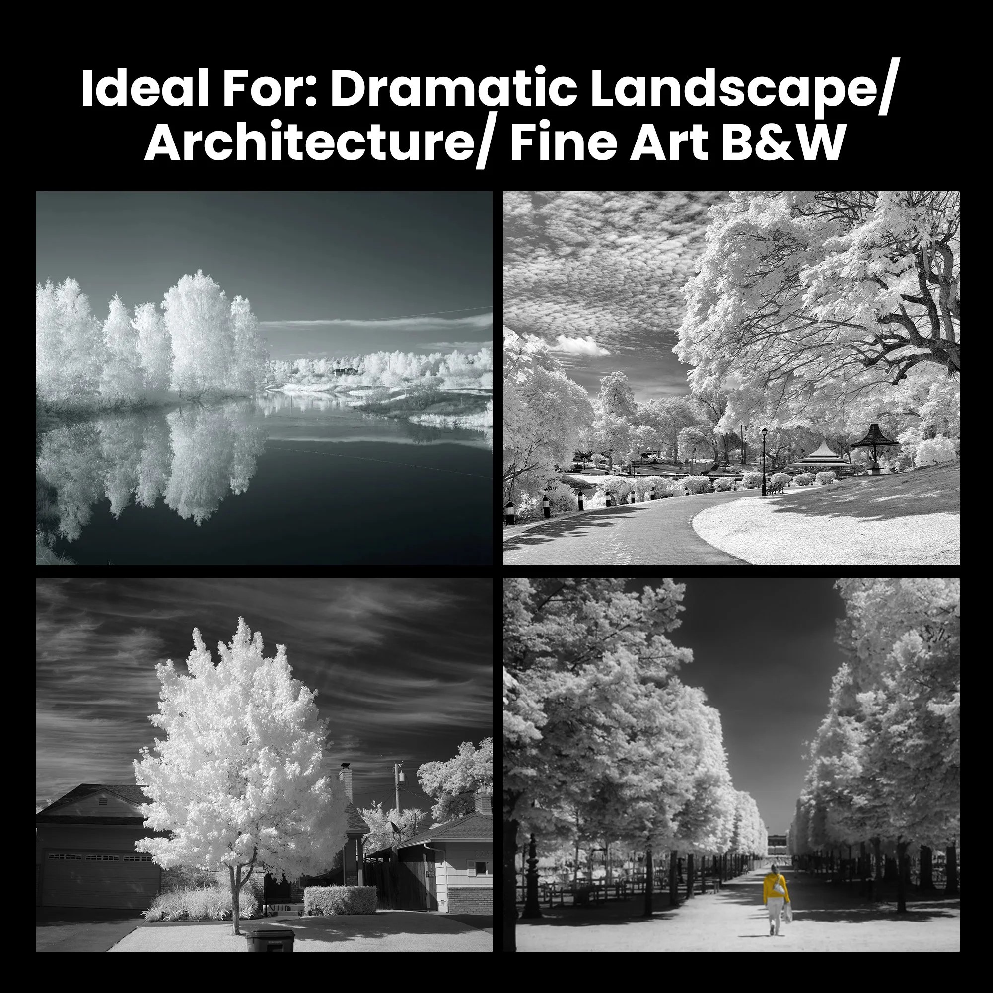 Filtr podczerwieni Walking Way 850nm (IR Pass) do efektów głębokiej czerni i bieli w podczerwieni, filtr do fotografii krajobrazowej o wysokim kontraście — zdjęcie produktu 6