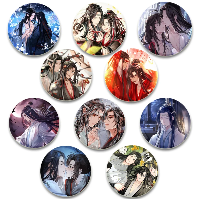 44/58mm Anime Mo Dao Zu Shi Brooches on Backpack Cartoon Coplay Badge Wei Wuxian Lan Wangji Cute Enamel Pins Jewelry Accessories