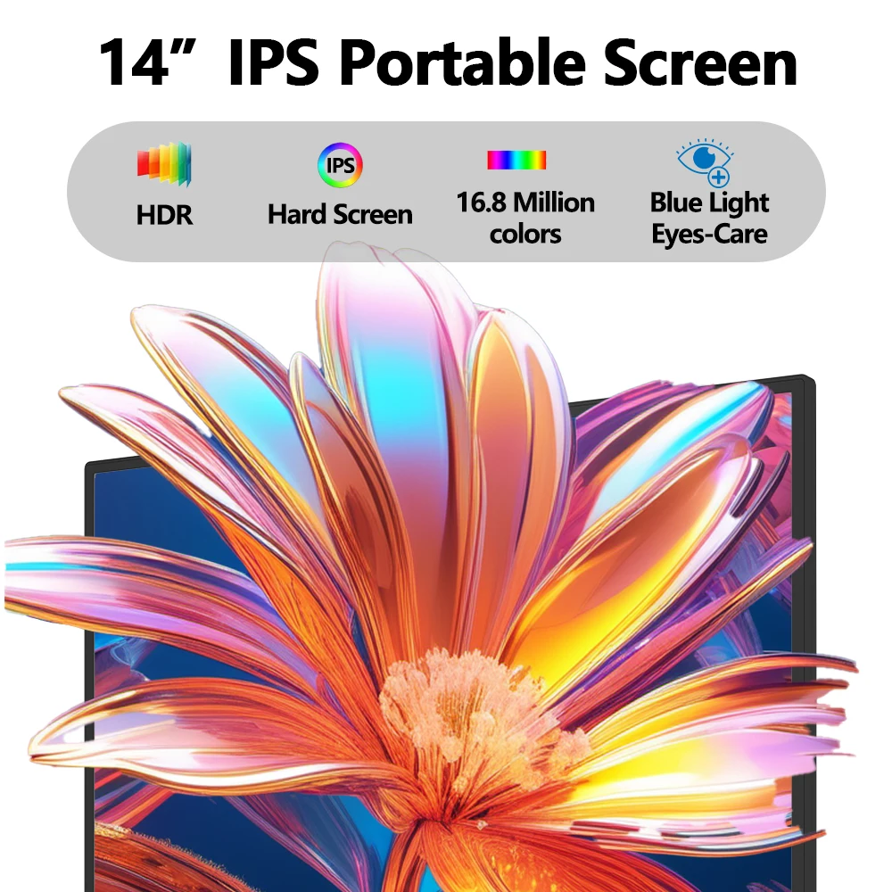 14 Inch Touch Portable Monitor 16:10 IPS 60Hz 1200P IPS USB-C External Second Screen for Laptop PC Cell Phone Switch PS4/5 Xbox