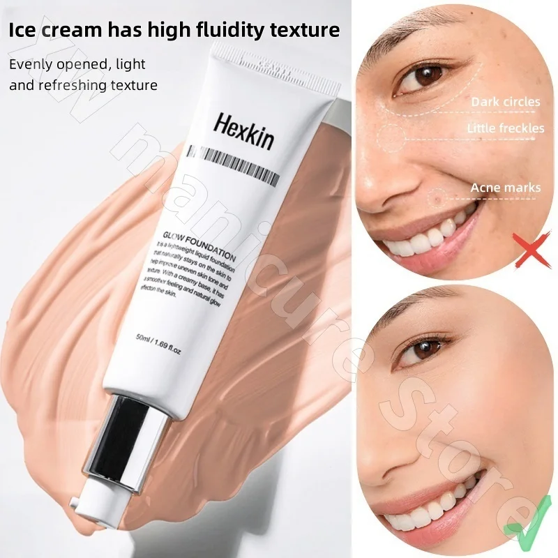Hexin heshiqin base líquida hidratante e iluminadora tom de pele isolamento creme de churrasco corretivo proteção solar 50ml