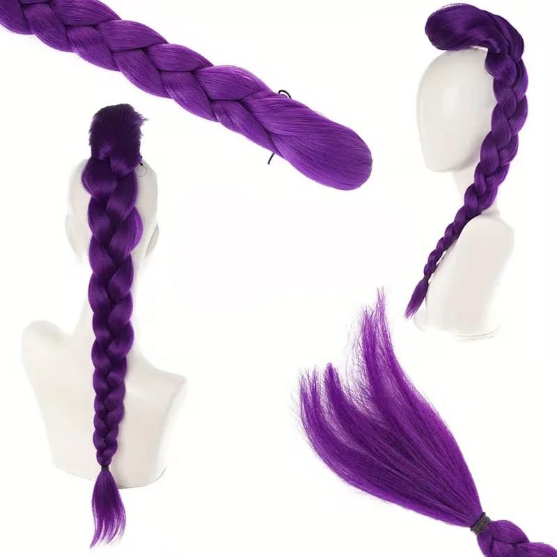 Synthetic Braided Purple Hair Ponytail Kids Costume Hairstyle 26inch Long Ponytail with Clips for Kids Girls Halloween Christmas image 2