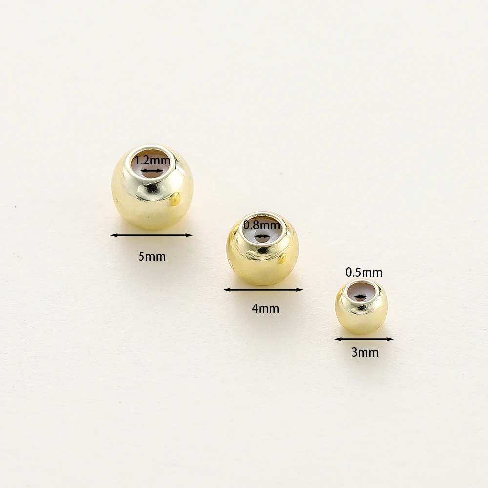 10Pcs 3/4/5mm 14K/18K Gold Color Plated Brass and Rubber Spacer Beads Charms Connector DIY Jewelry Making Accessories Supplies