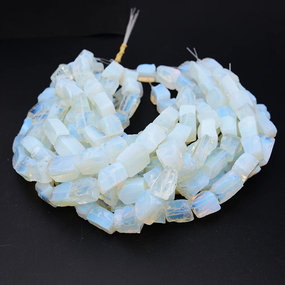 APDGG 16x20mm Natural White Opal Color Glass Rough Square Nugget Loose Beads 15" DIY Accessories Beads view 6