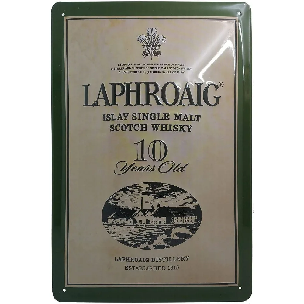Letrero de estaño en relieve de whisky escocés de malta única de Islay, decoración publicitaria Retro para amantes de la Laphroaig y connoisseurs