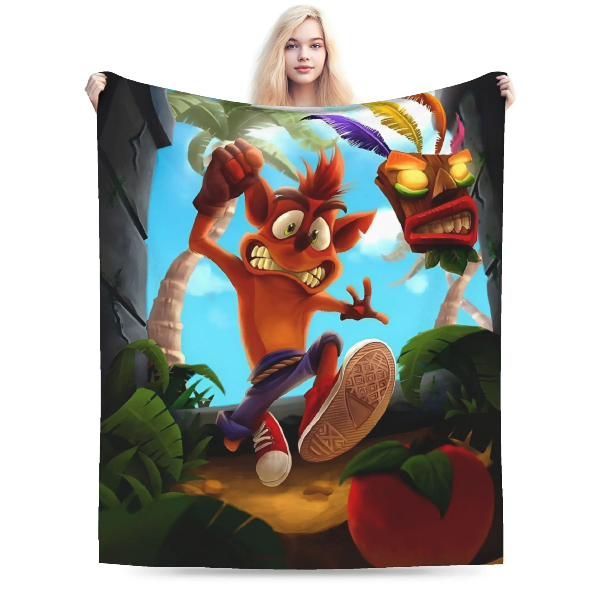 Crashs Bandicoots Cartoon Merch Blankets Super Soft Coral Fleece Plush Video Game Throw Blanket Comfortable Bedding Throws